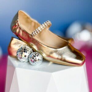 Gold Rhinestone Ballet flat shoes
